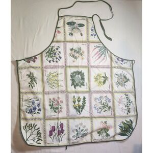Vintage Swedish Botanical Floral Apron Landskapsblommor Scandinavian Wildflowers